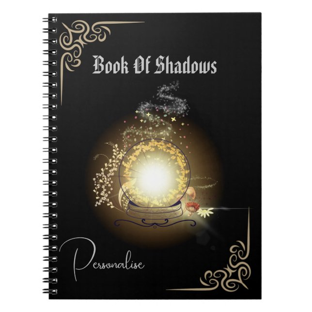 Crystal Boll Bok vid Shadows Sparkly Journal Black Anteckningsbok (Framsidan)