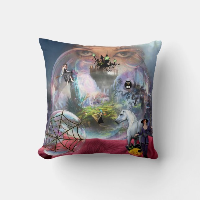 Crystal Boll Halloween Witch Dekorativ kudde (Framsida)