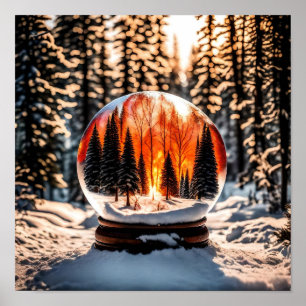 Crystal Boll med Snö Wall Art Poster! Poster