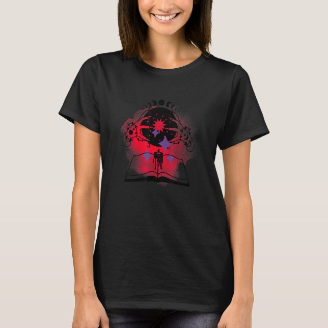 Crystal Boll och Bok Occult Pagan Divination Magi T Shirt (Framsida)
