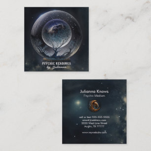 Crystal Boll Psychic Medium Tarot Reader Fyrkantigt Visitkort