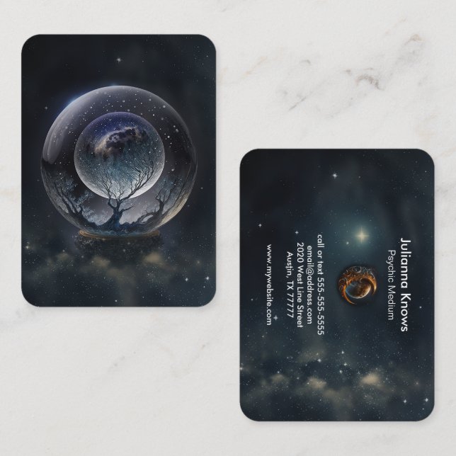 Crystal Boll Psychic Medium Tarot Reader Visitkort (Fram/baksida)