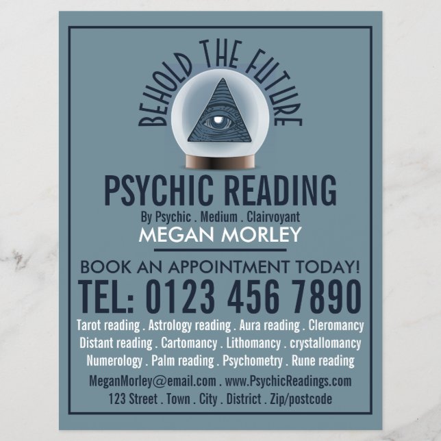 Crystal Boll, Psychic Reading Reading Reklamblad (Framsidan)