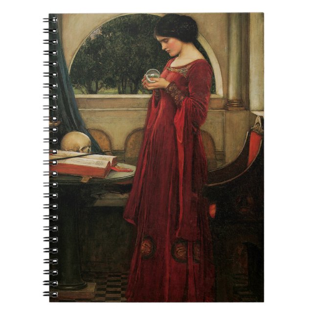 Crystal Boll Woman Waterhouse Painting Anteckningsbok Med Spiral (Framsidan)