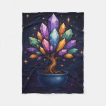 Crystal Bonsai Throw Blanket - Mystical Nature Art