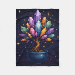 Crystal Bonsai Throw Blanket - Mystical Nature Art Fleecefilt