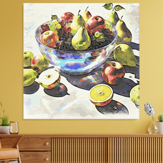 *~*Crystal Bowl Life SC6 Fruktkonst Gift Canvastryck (Insitu (Vardagsrum))