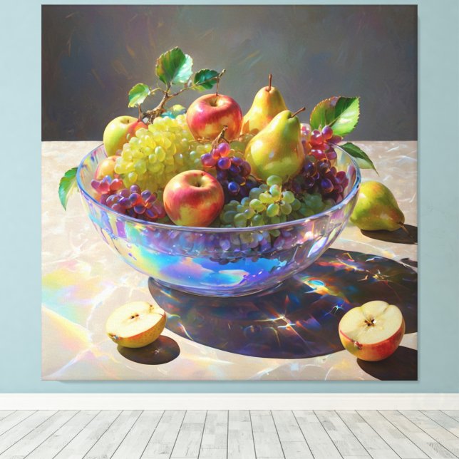 *~* Crystal Bowl still Life Fruit SC6 Canvastryck (Insitu (trägolv))