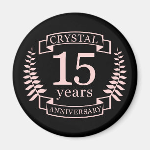 Crystal bröllop-årsdagen 15 år magnet