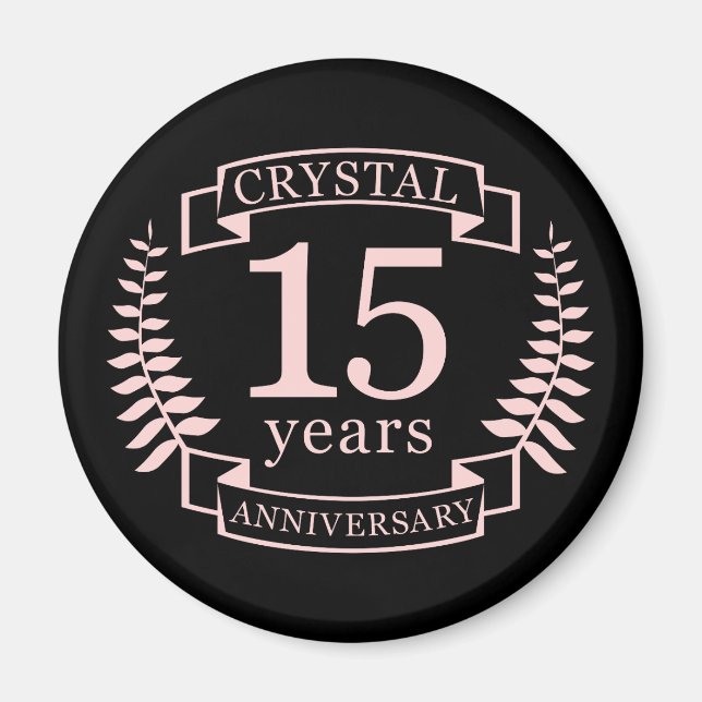 Crystal bröllop-årsdagen 15 år magnet (Framsidan)