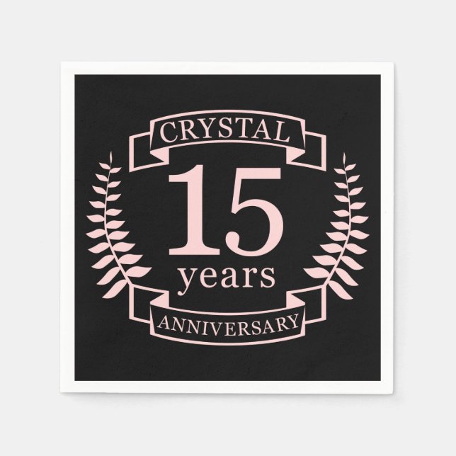 Crystal bröllop-årsdagen 15 år pappersservett (Framsidan)