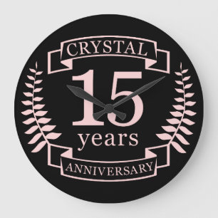 Crystal bröllop-årsdagen 15 år stor klocka