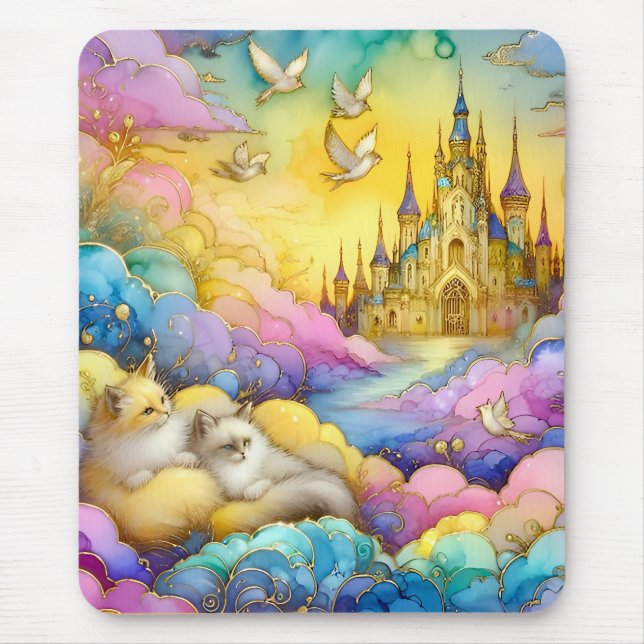 ~Crystal Castle Clouds Kittens ~ Mousepad Musmatta (Framsidan)