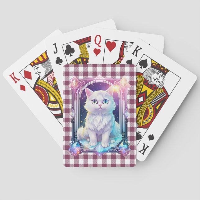 Crystal Cat Lila Black Play Cute White Kitten Casinokort (Baksidan)