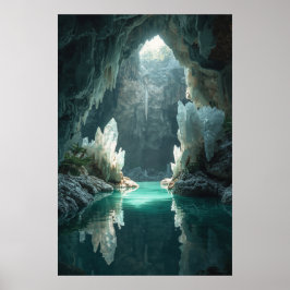 "Crystal Cavern Oasis Wall Poster - Mystical Cave