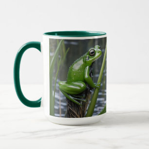 "Crystal Clarity: Grönt Glass Frog on River Reeds" Mugg