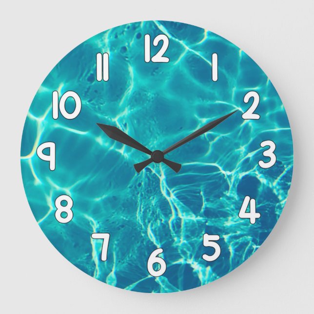 Crystal Clear Blue Water Wall Clock Nature Decor Stor Klocka (Framsida)