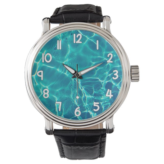 Crystal Clear Blue Water Wrist Watch Nature Armbandsur (Framsida)