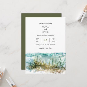 Crystal Clear Vatten Seagrass Marine Beach Wedding Inbjudningar