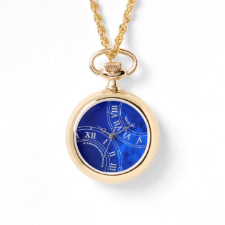 Crystal Cobalt RN Faced Guld Necklace Watch Armbandsur
