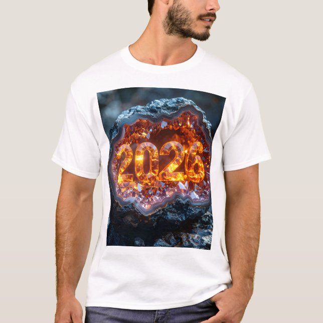 Crystal Core 2026 – Eldiga siffror i geodglöd T Shirt (Framsida)