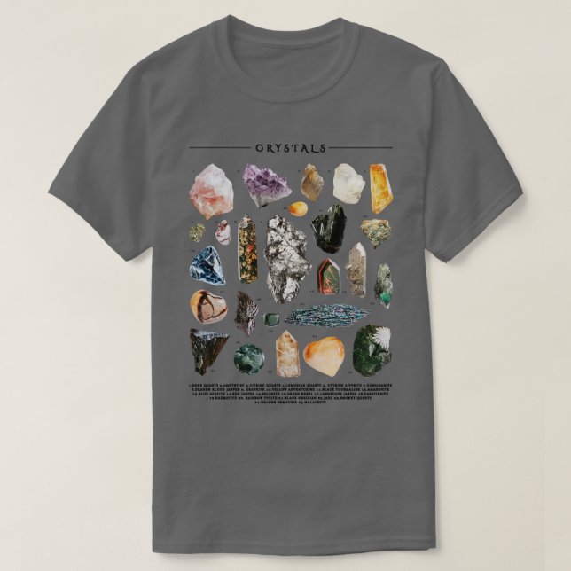 Crystal Crystals Catalog Magic Healing Energy T Shirt (Design framsida)