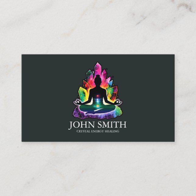 Crystal Energy Healer Chakra Andlig Meditation Visitkort (Framsida)