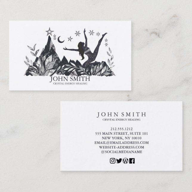 Crystal Energy Healer Chakra Andlig Meditation Visitkort (Fram/baksida)