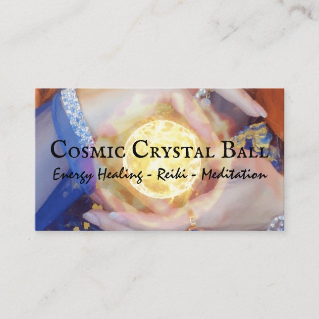 Crystal Energy Healing Reiki Magic Sol Boll Visitkort (Framsida)