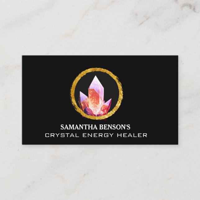 Crystal Energy Helare Amethyst Lila/Rosa Logo Visitkort (Framsida)