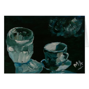 Crystal exponeringsglas och tekopp hälsningskort