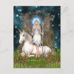 Crystal Fairy och Unicorn Postcard Vykort