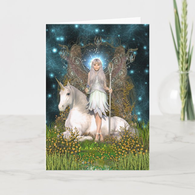 Crystal Fairy & Unicorn Card Kort (Framsida)