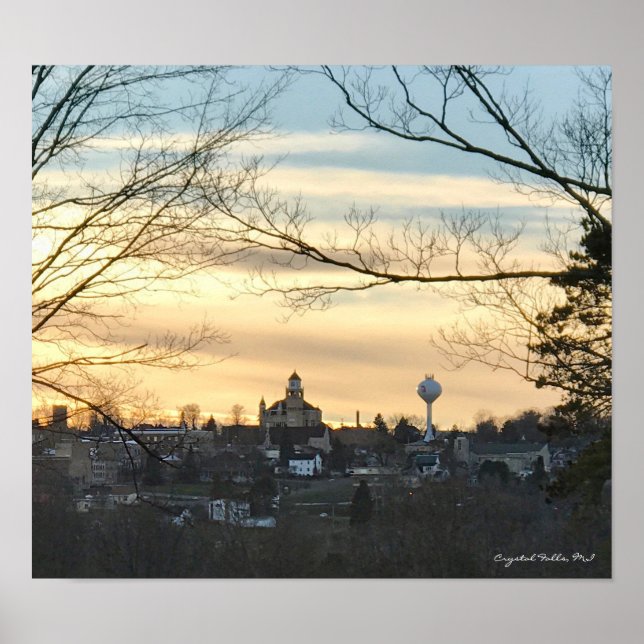 Crystal Falls, MI Skyline Poster (Framsidan)