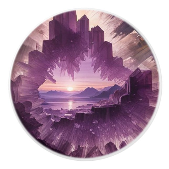 Crystal Fanrasy Amethyst Jewel Ceramic Knob Knopp (Framsidan)