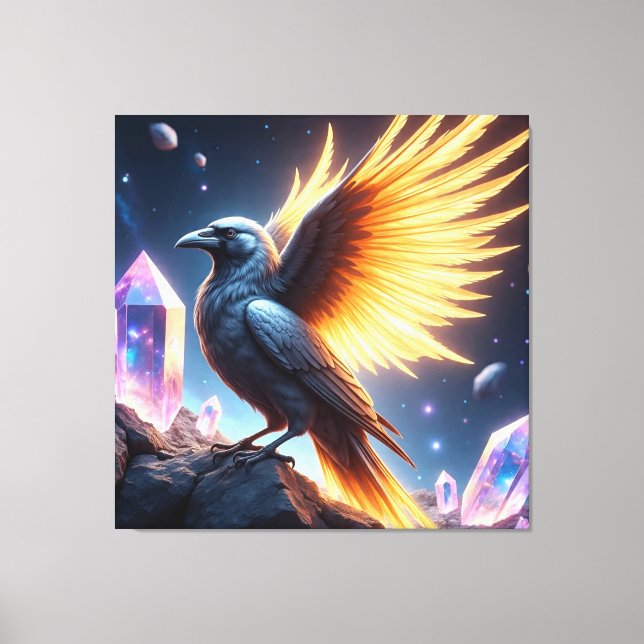 Crystal Fire Raven Canvastryck (Framsida)