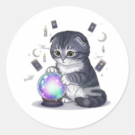 Crystal Fold - Cute Scottish Fold Cat Halloween Runt Klistermärke