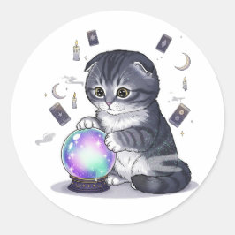 Crystal Fold - Cute Scottish Fold Cat Halloween Runt Klistermärke