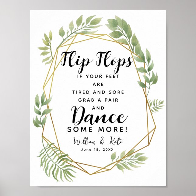 Crystal foliage bröllop flinflip flops bröllop poster (Framsidan)