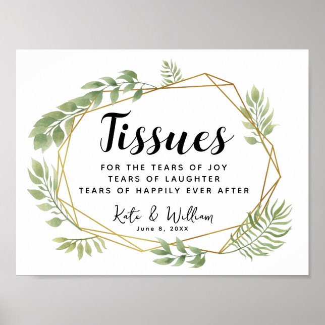 Crystal foliage ceremony vävnad bröllop tecken poster (Framsidan)