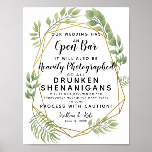 Crystal foliage greenery Open Pub bröllop Poster