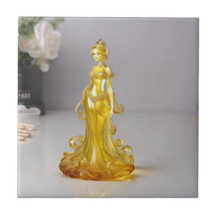 Crystal glass princess med gult dress kakelplatta