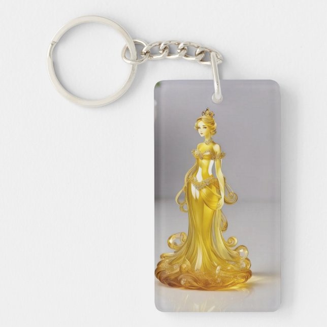 Crystal glass princess med gult dress nyckelring (Framsidan)