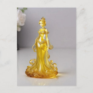 Crystal glass princess med gult dress vykort