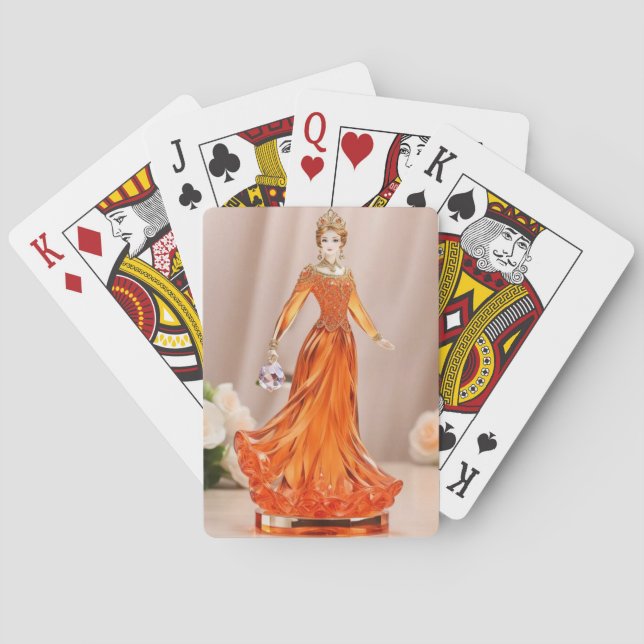 Crystal glass princess med orange dress casinokort (Baksidan)