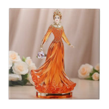 Crystal glass princess med orange dress