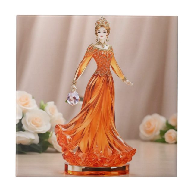 Crystal glass princess med orange dress kakelplatta (Framsidan)