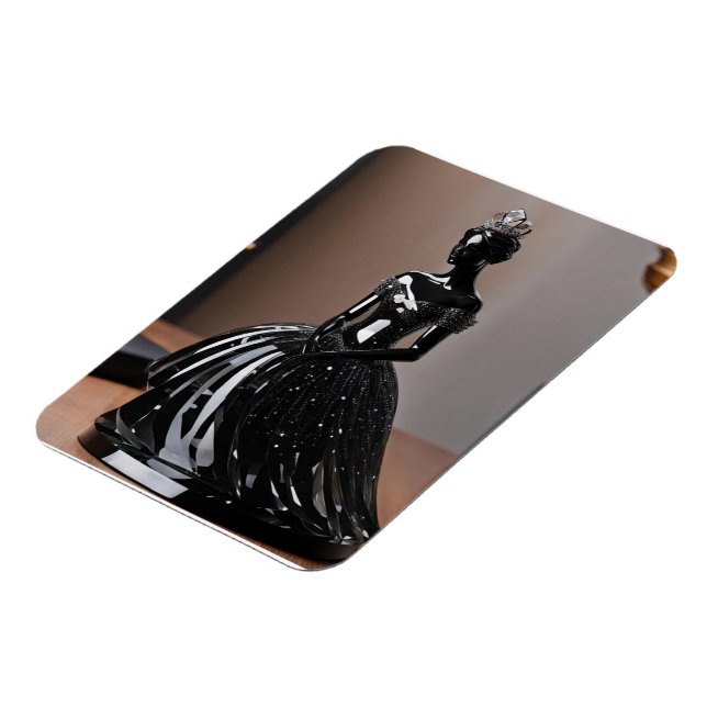 Crystal glass princess med svart klänning magnet (Vänstra Sidan)