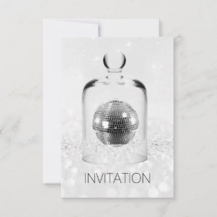 Crystal Globe Night Klubb Party Silver Grått Glitt Inbjudningar