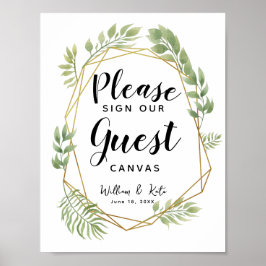 Crystal Grey löv gästarbetsyta bröllop Poster